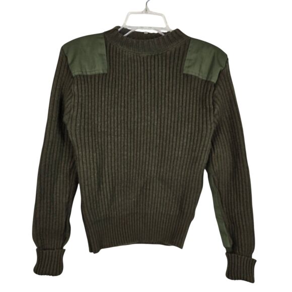 DSCP Valor Collection Sweater Mens 38 Olive Green Wool Military Pullover Patch - Picture 1 of 4